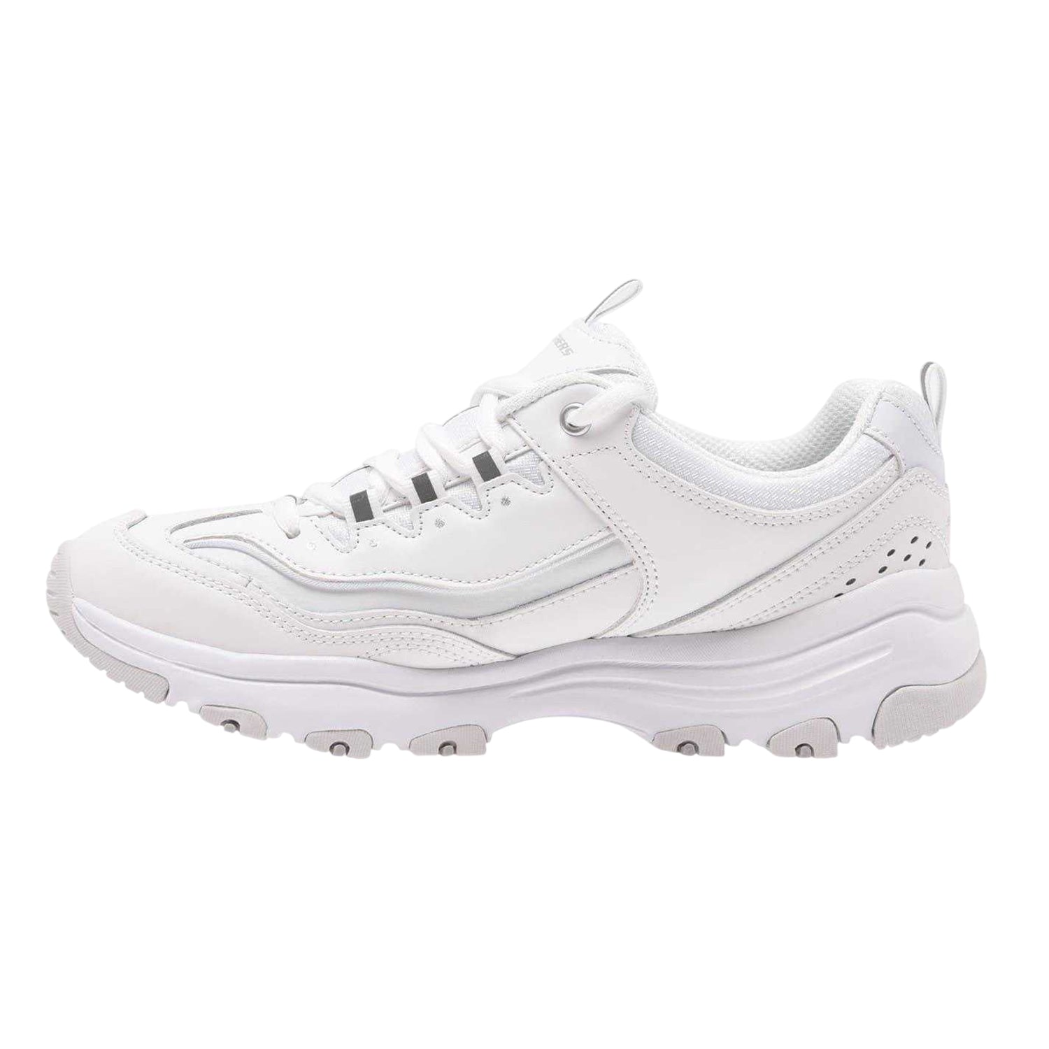 White - Side - Skechers Womens-Ladies Dlite Athletic Trainers