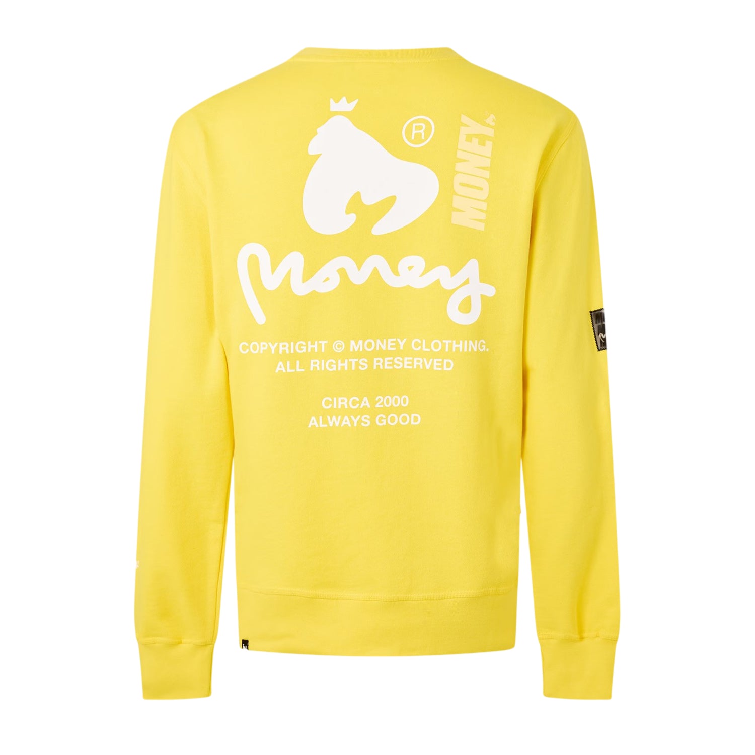 Yellow - Back - Money Mens Copyright Crew Neck Sweatshirt