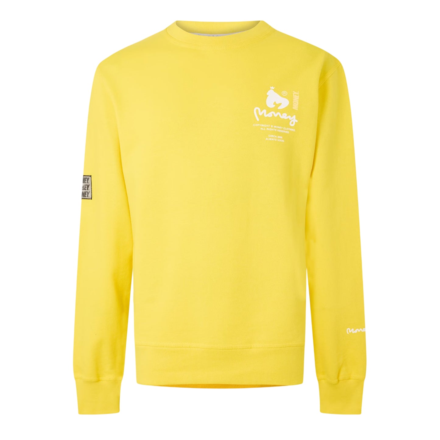 Yellow - Front - Money Mens Copyright Crew Neck Sweatshirt