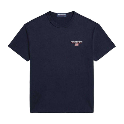 Navy - Front - Ralph Lauren Mens Polo Flag Logo T-Shirt