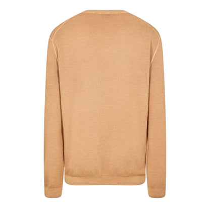 Medium Beige - Back - Boss Mens Crew Neck Regular Long-Sleeved Sweatshirt