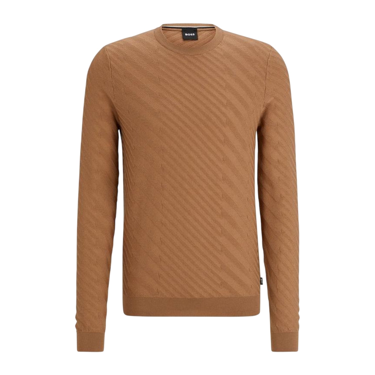 Medium Beige - Front - Boss Mens Knitted Regular Top