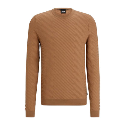 Medium Beige - Front - Boss Mens Knitted Regular Top