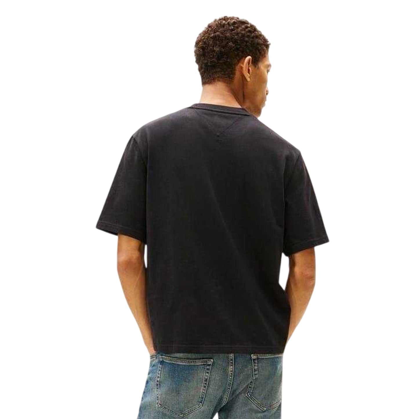 Black - Back - Tommy Jeans Mens Logo Jersey T-Shirt