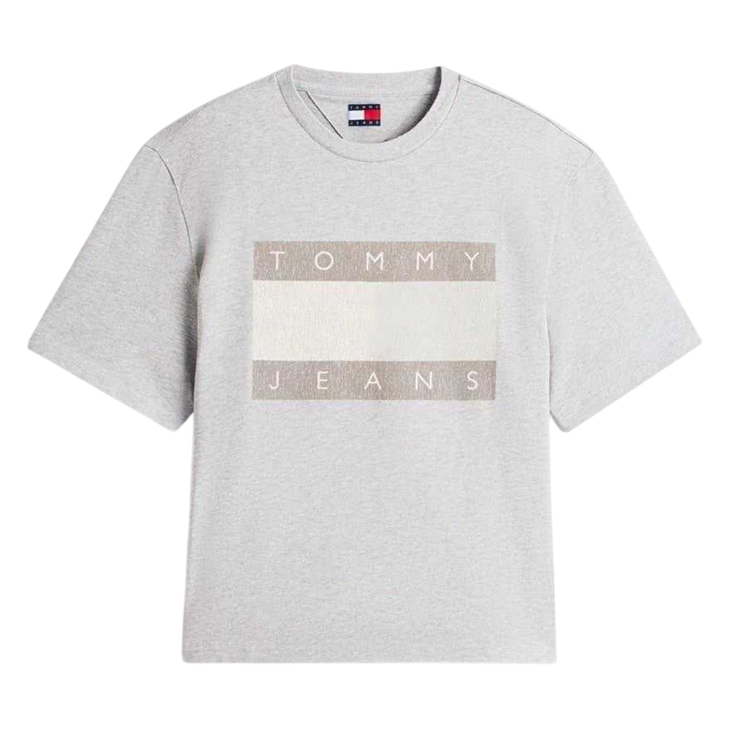 Grey Heather - Front - Tommy Jeans Mens Logo Jersey T-Shirt