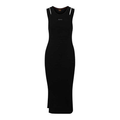 Black - Front - Boss Womens-Ladies Maxi Dress
