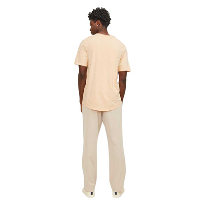 Apricot - Back - Jack And Jones Mens Plain Crew Neck Regular T-Shirt