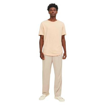 Apricot - Side - Jack And Jones Mens Plain Crew Neck Regular T-Shirt