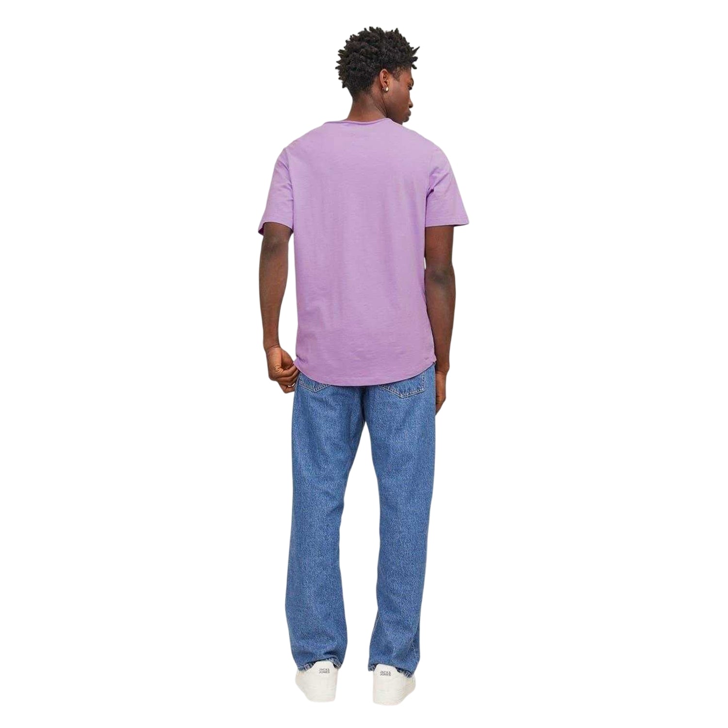 Purple Rose - Back - Jack And Jones Mens Plain Crew Neck Regular T-Shirt