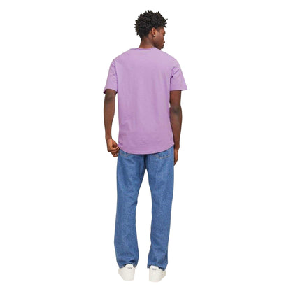 Purple Rose - Back - Jack And Jones Mens Plain Crew Neck Regular T-Shirt