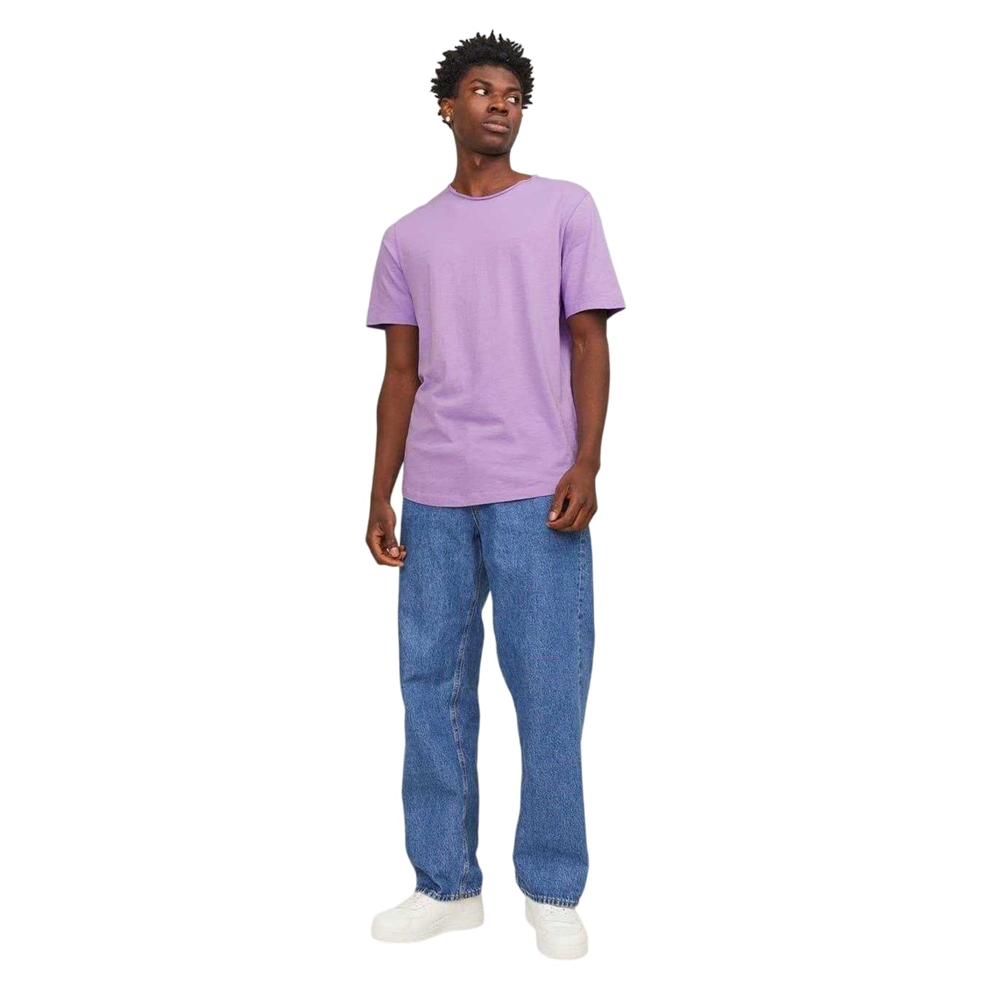 Purple Rose - Side - Jack And Jones Mens Plain Crew Neck Regular T-Shirt