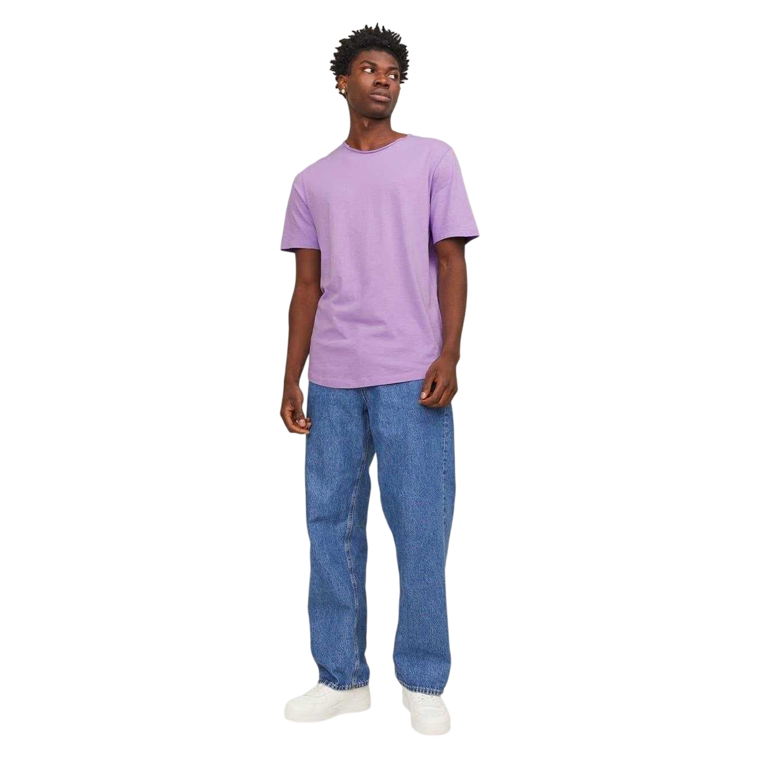 Purple Rose - Side - Jack And Jones Mens Plain Crew Neck Regular T-Shirt