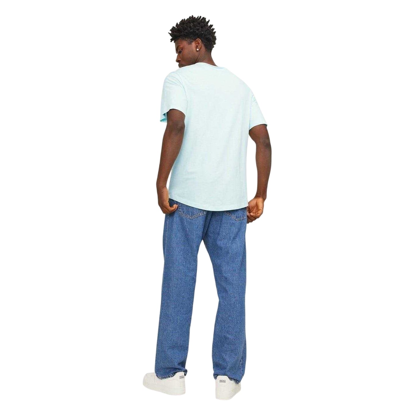 Sea Blue - Back - Jack And Jones Mens Plain Crew Neck Regular T-Shirt