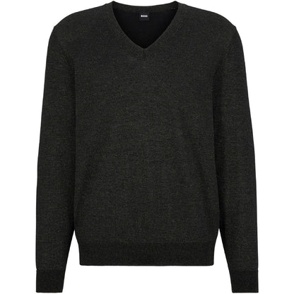 Black - Front - Boss Mens V Neck Regular Long-Sleeved Sweatshirt
