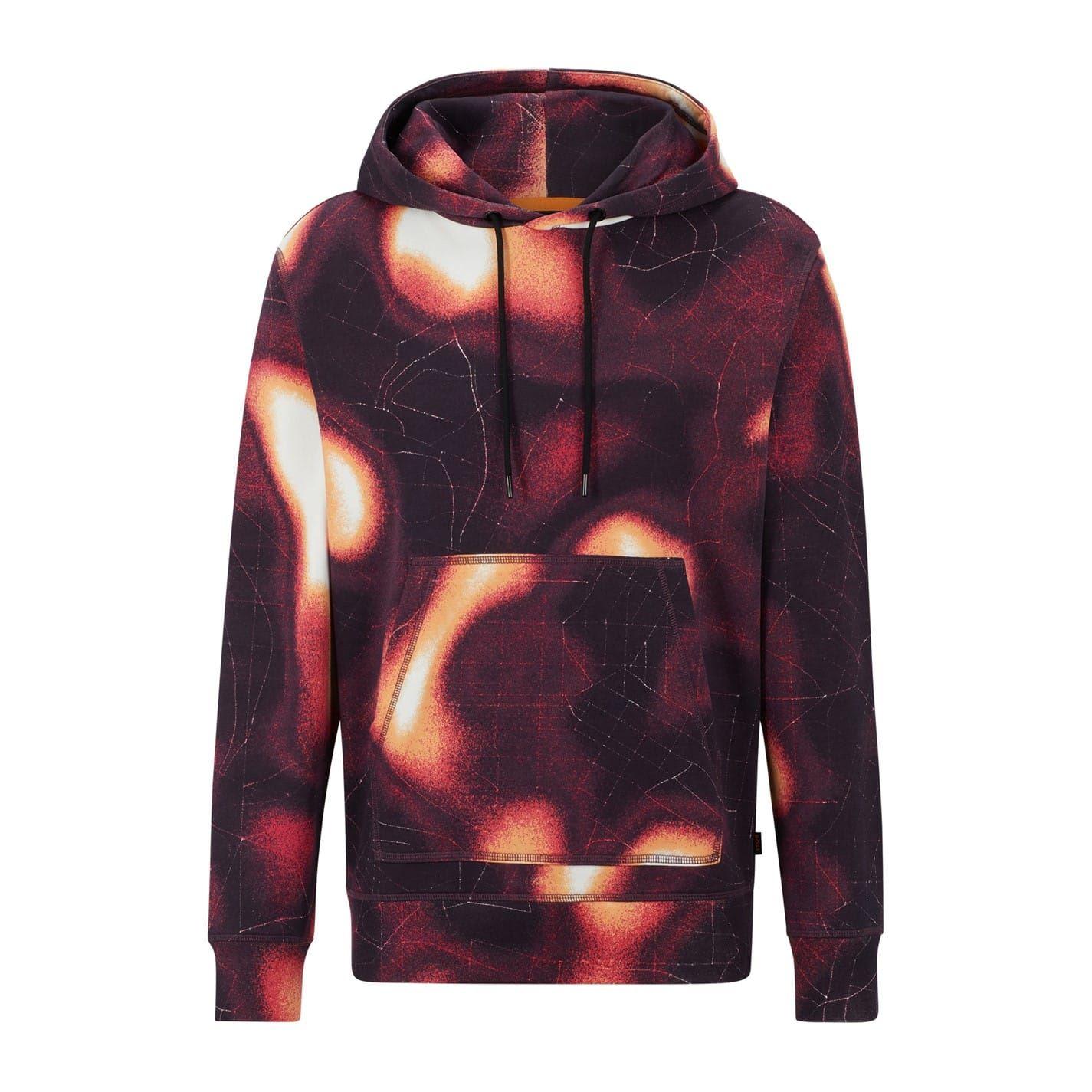 Medium Pink - Front - Boss Mens Patterned Regular Long-Sleeved Hoodie