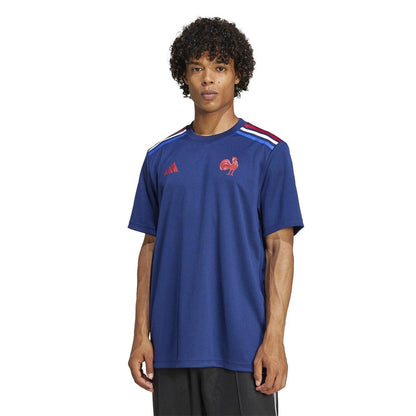Dark Blue - Side - Adidas Unisex Adult France FFR Rugby Shirt