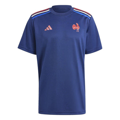 Dark Blue - Front - Adidas Unisex Adult France FFR Rugby Shirt