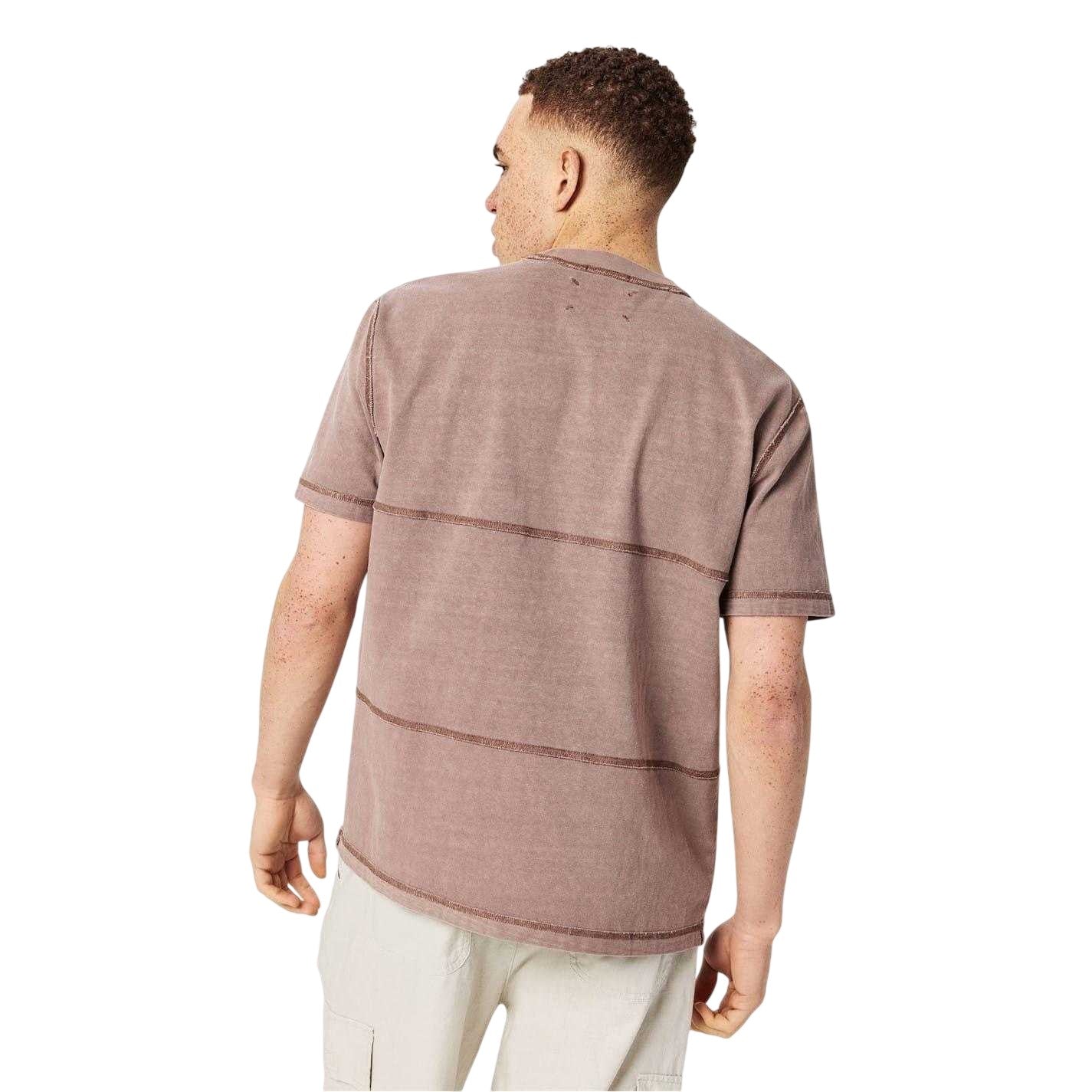 Brick - Back - Jack Wills Mens Contrast Striped Garment Dyed T-Shirt