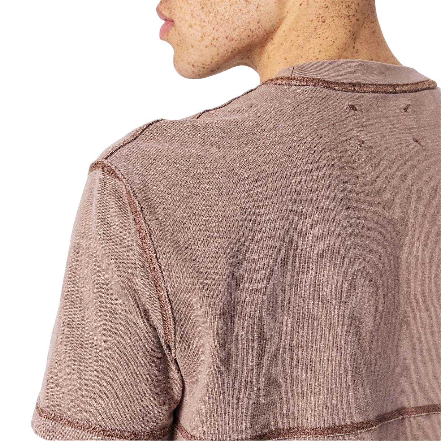 Brick - Side - Jack Wills Mens Contrast Striped Garment Dyed T-Shirt