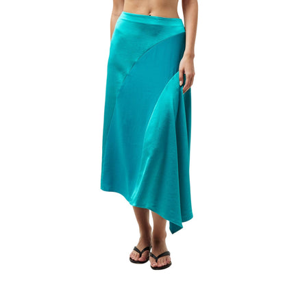 Bright Green - Side - Ted Baker Womens-Ladies Asymmetric Woven Midi Skirt