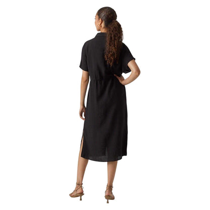 Black - Back - Vero Moda Womens-Ladies Iris Collared Midi Shirt Dress