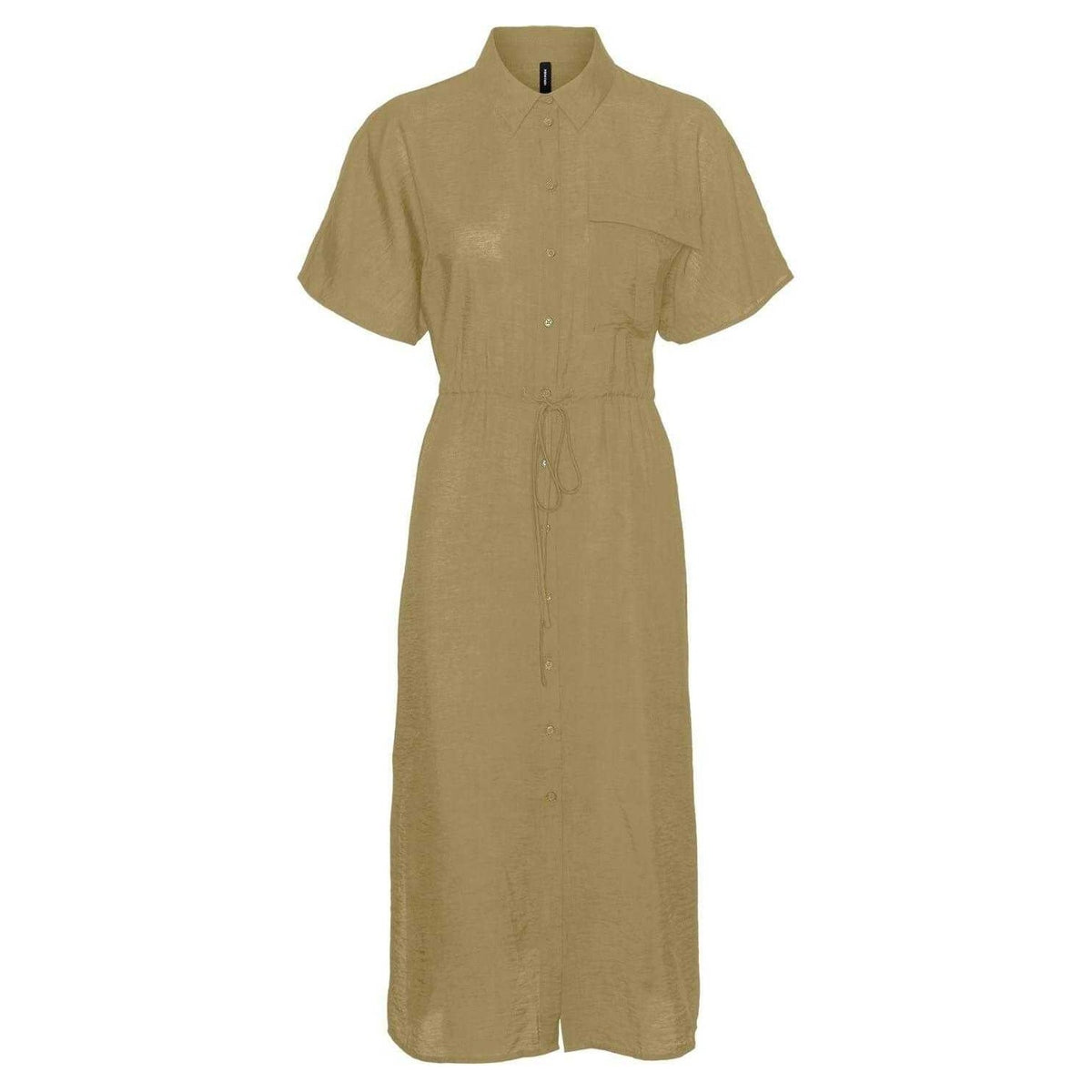 Khaki - Front - Vero Moda Womens-Ladies Iris Collared Midi Shirt Dress