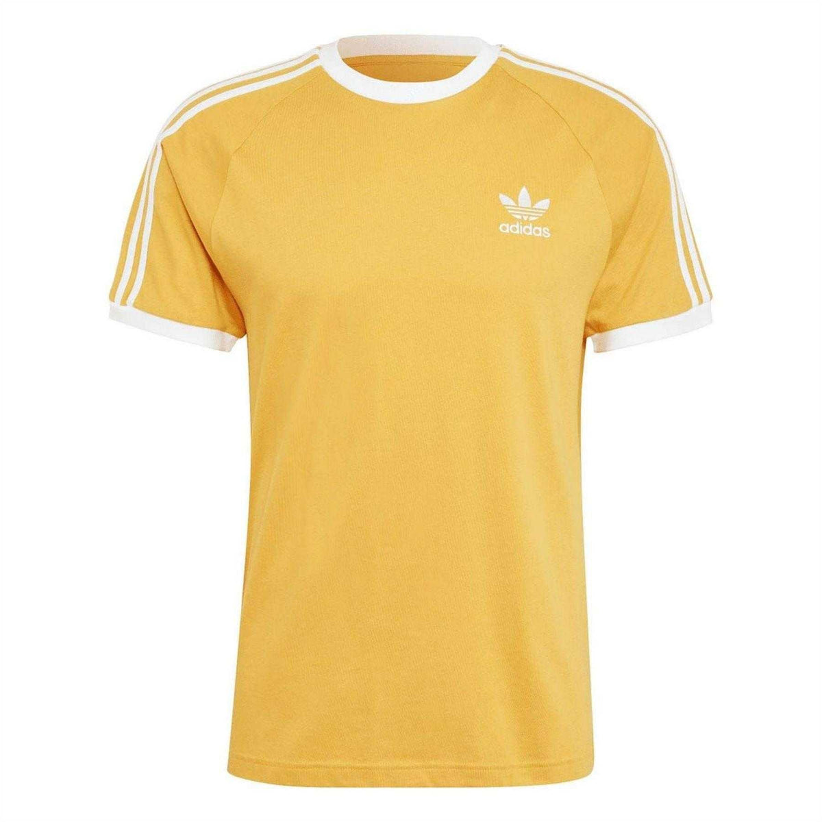 Yellow - Front - Adidas Mens Classics 3 Stripes T-Shirt