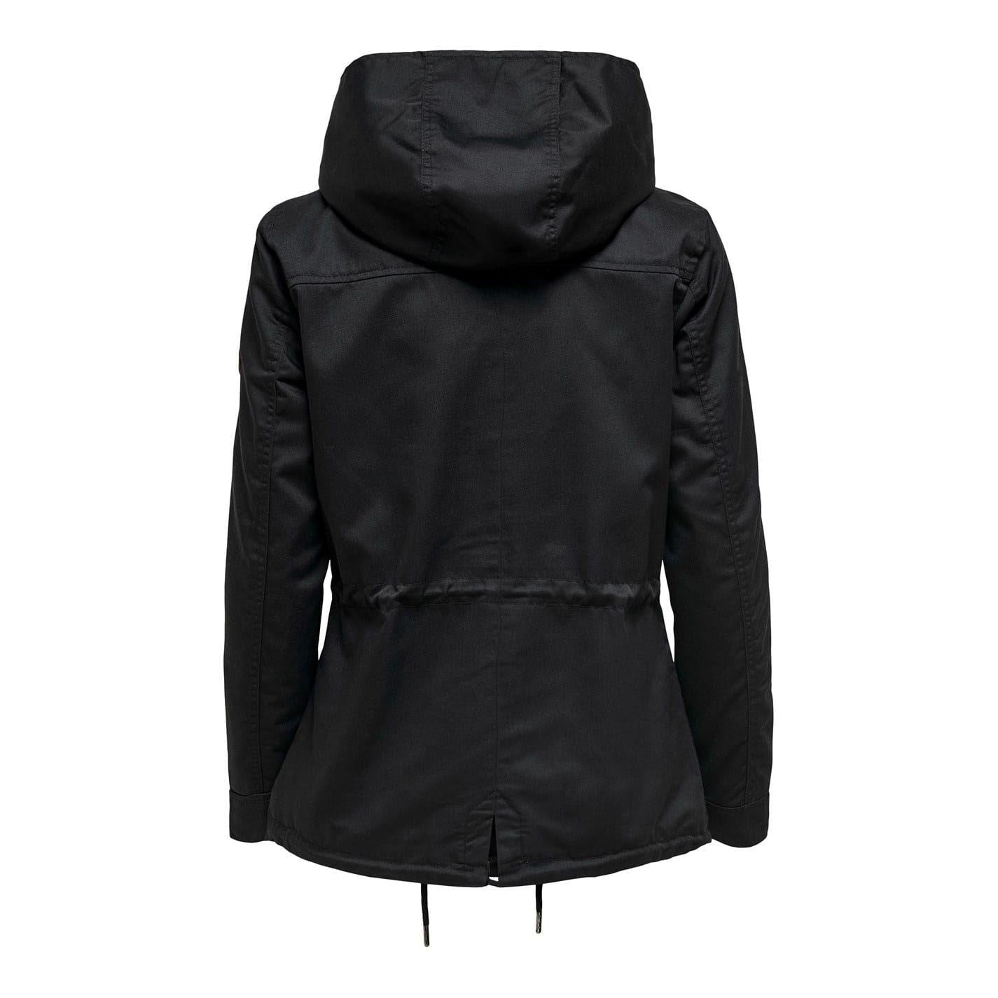 Black - Back - Only Womens-Ladies Hooded Parka
