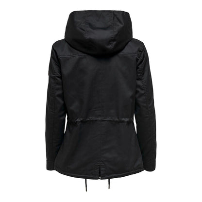 Black - Back - Only Womens-Ladies Hooded Parka