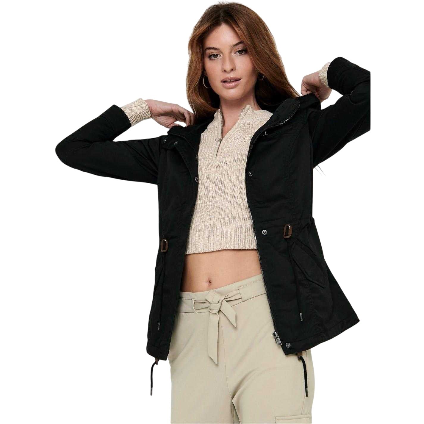 Black - Lifestyle - Only Womens-Ladies Hooded Parka