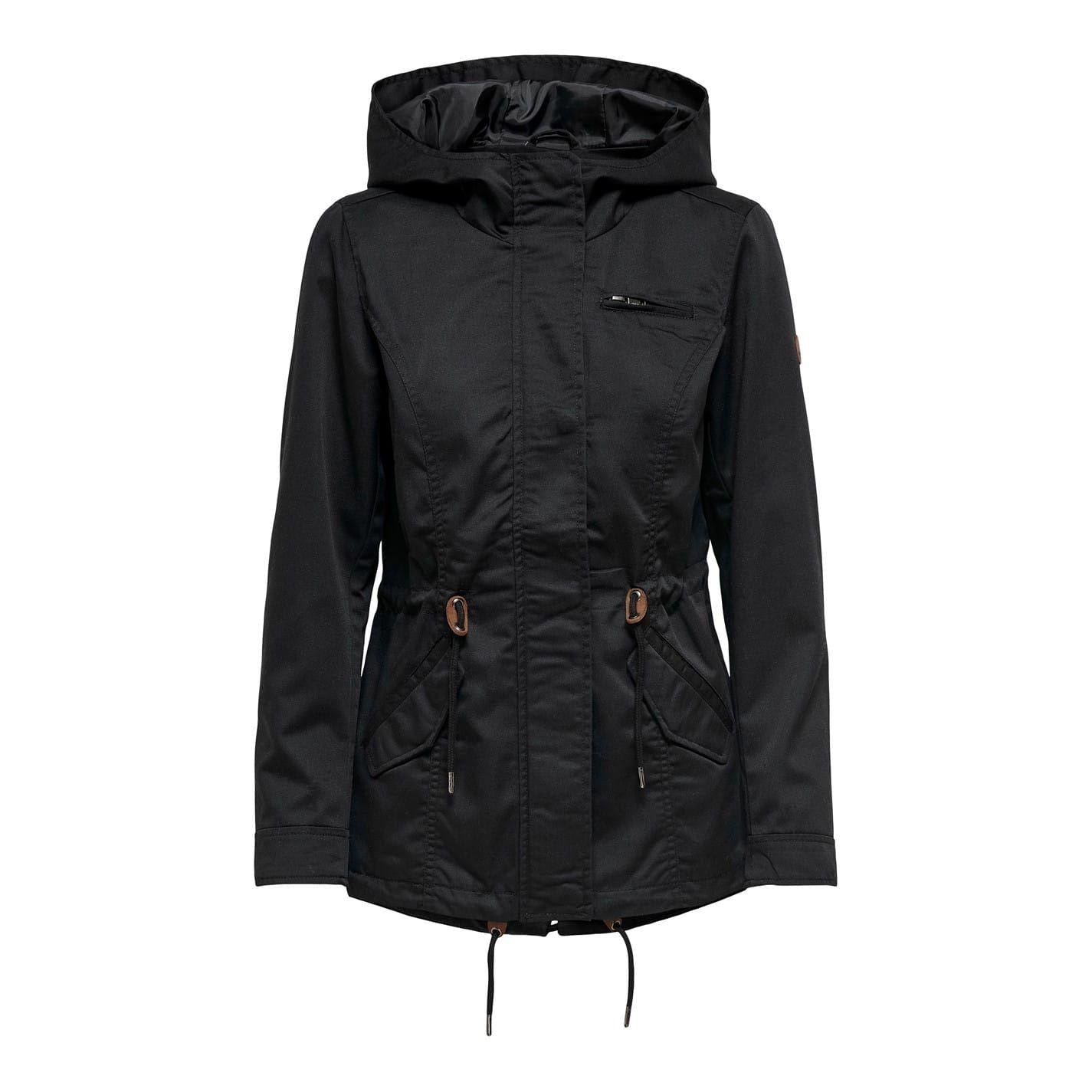 Black - Front - Only Womens-Ladies Hooded Parka