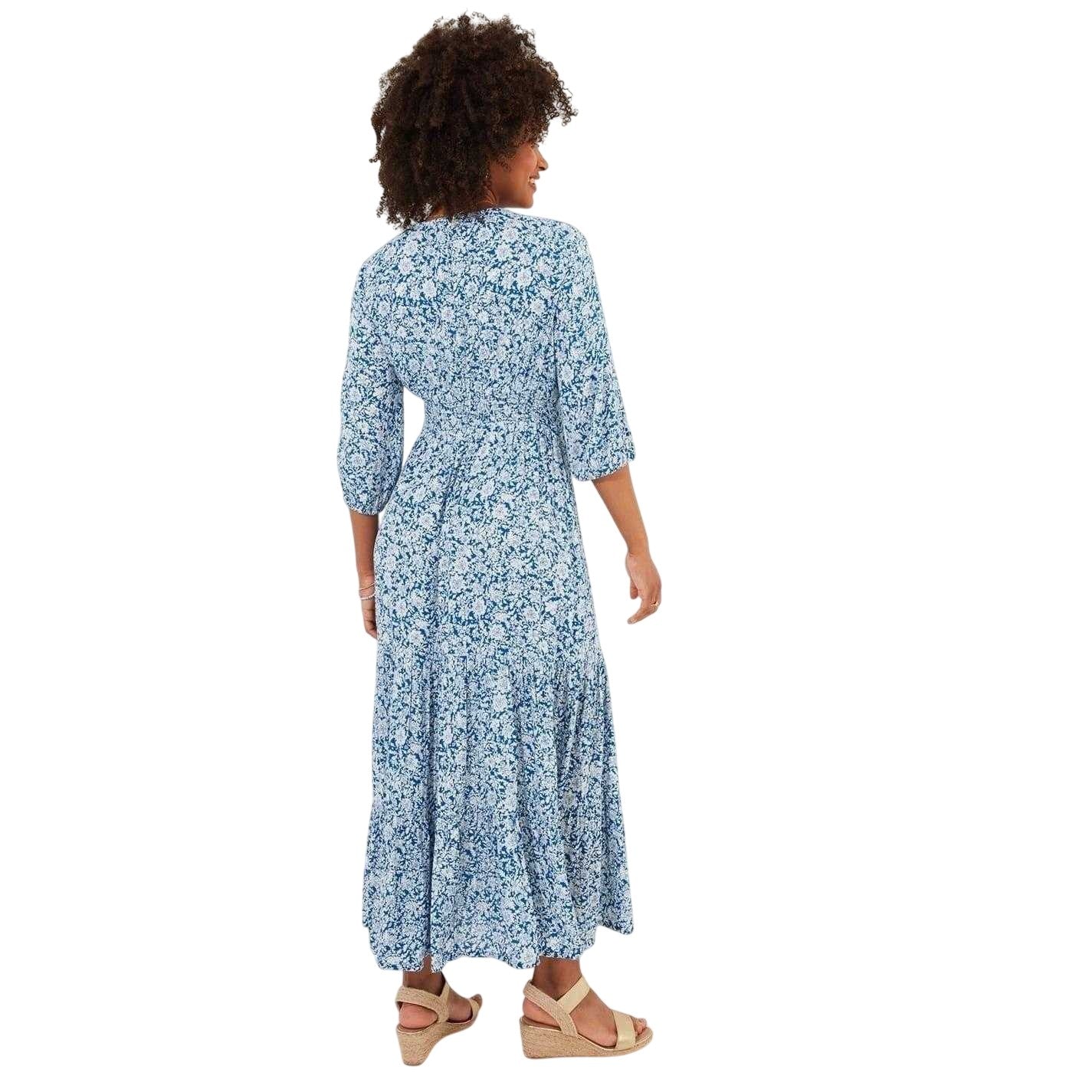 Blue - Back - Joe Browns Womens-Ladies Flowers Wrap Maxi Dress