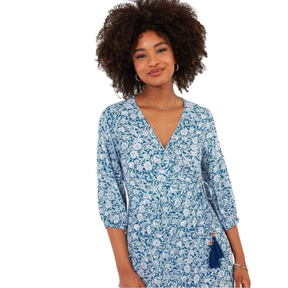 Blue - Side - Joe Browns Womens-Ladies Flowers Wrap Maxi Dress