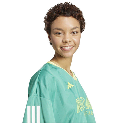 Green-Black - Side - Adidas Womens-Ladies Tiro Oversized Jersey