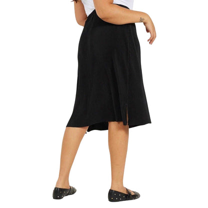 Black - Back - Brave Soul Womens-Ladies Plisse Midi Skirt