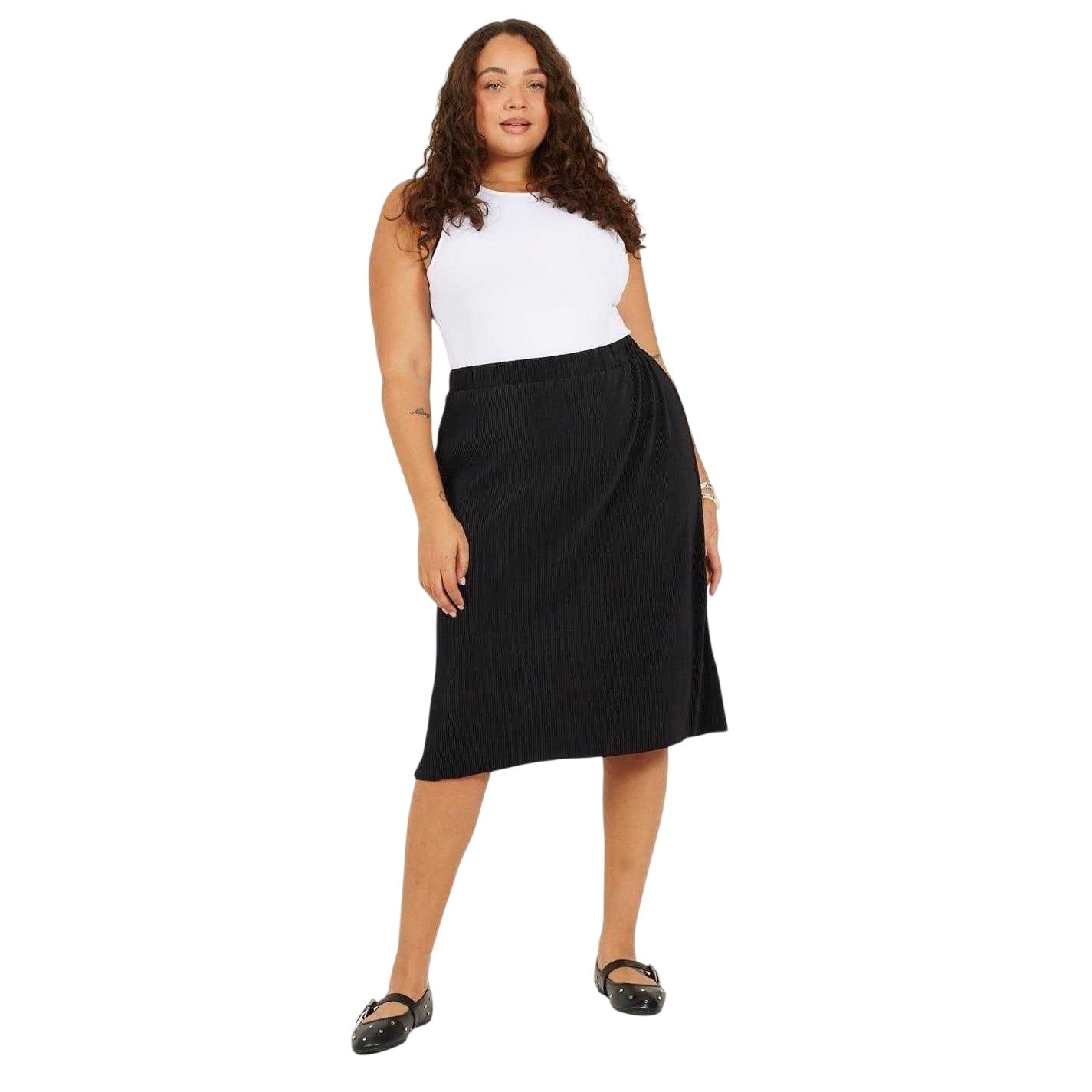 Black - Lifestyle - Brave Soul Womens-Ladies Plisse Midi Skirt