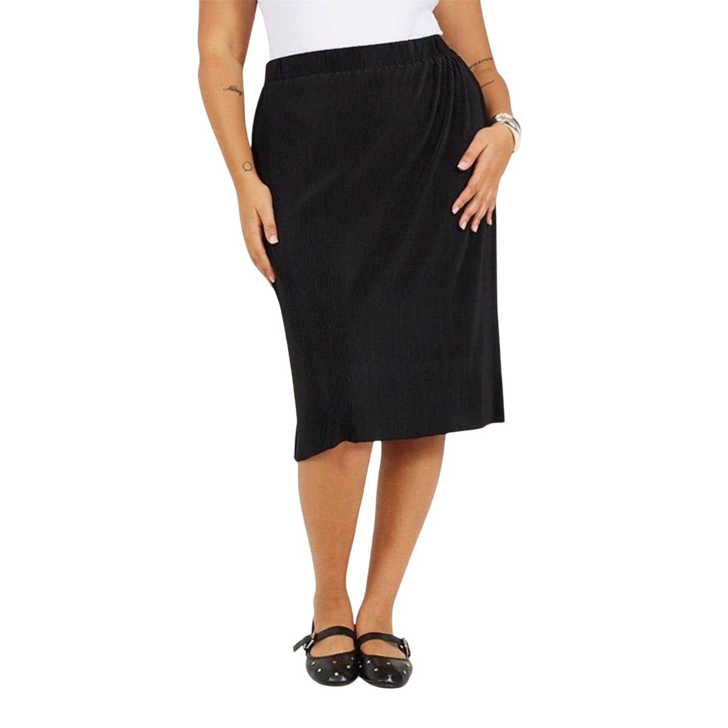 Black - Front - Brave Soul Womens-Ladies Plisse Midi Skirt