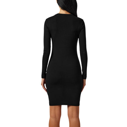Black - Lifestyle - Hugo Womens-Ladies Crew Neck Long-Sleeved Bodycon Dress