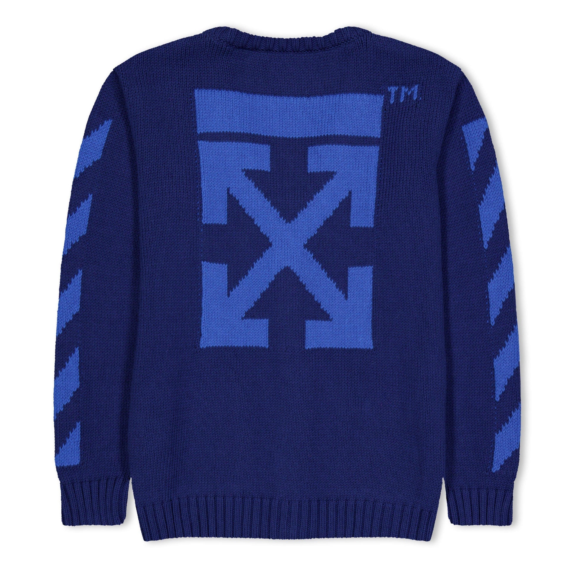 Navy - Back - Off White Childrens-Kids Arrow Rubber Cardigan