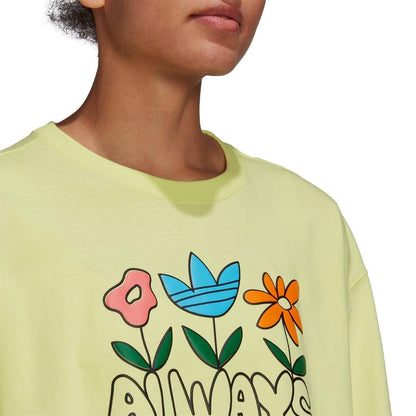 Yellow - Side - Adidas Womens-Ladies Always Original Long-Sleeved T-Shirt