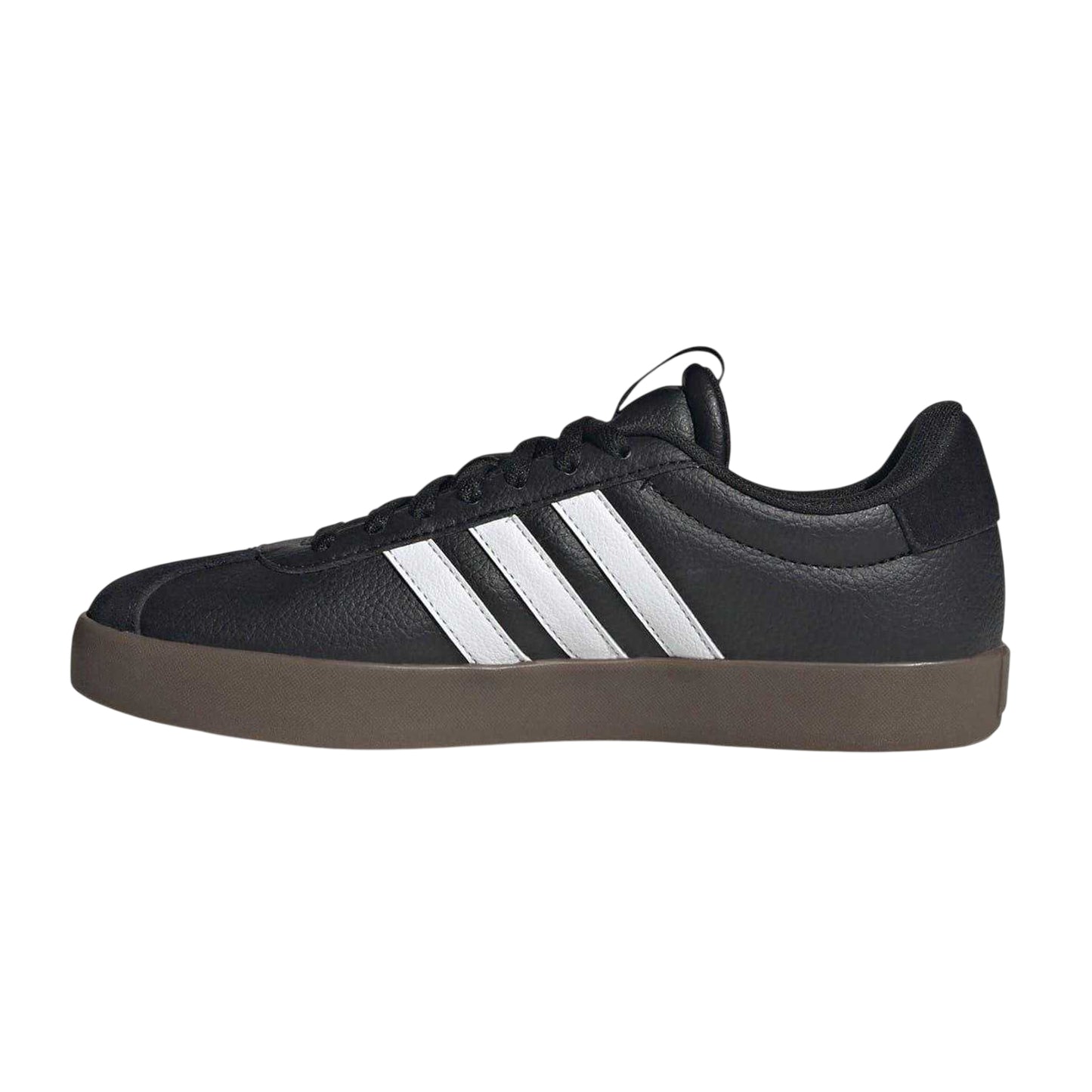 Core Black-White - Side - Adidas Womens-Ladies VL Court 3.0 Suede Flat Trainers