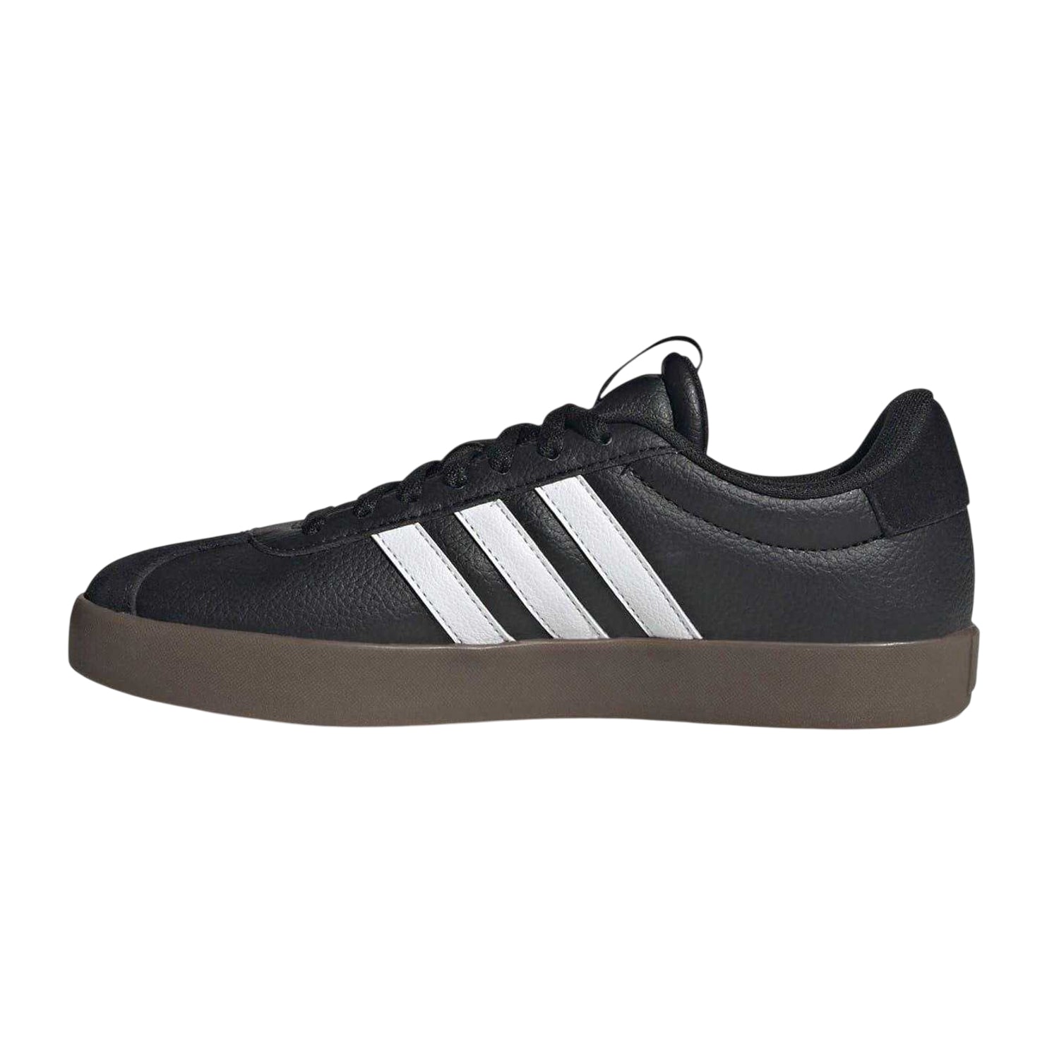 Core Black-White - Side - Adidas Womens-Ladies VL Court 3.0 Suede Flat Trainers