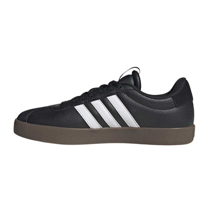 Core Black-White - Side - Adidas Womens-Ladies VL Court 3.0 Suede Flat Trainers