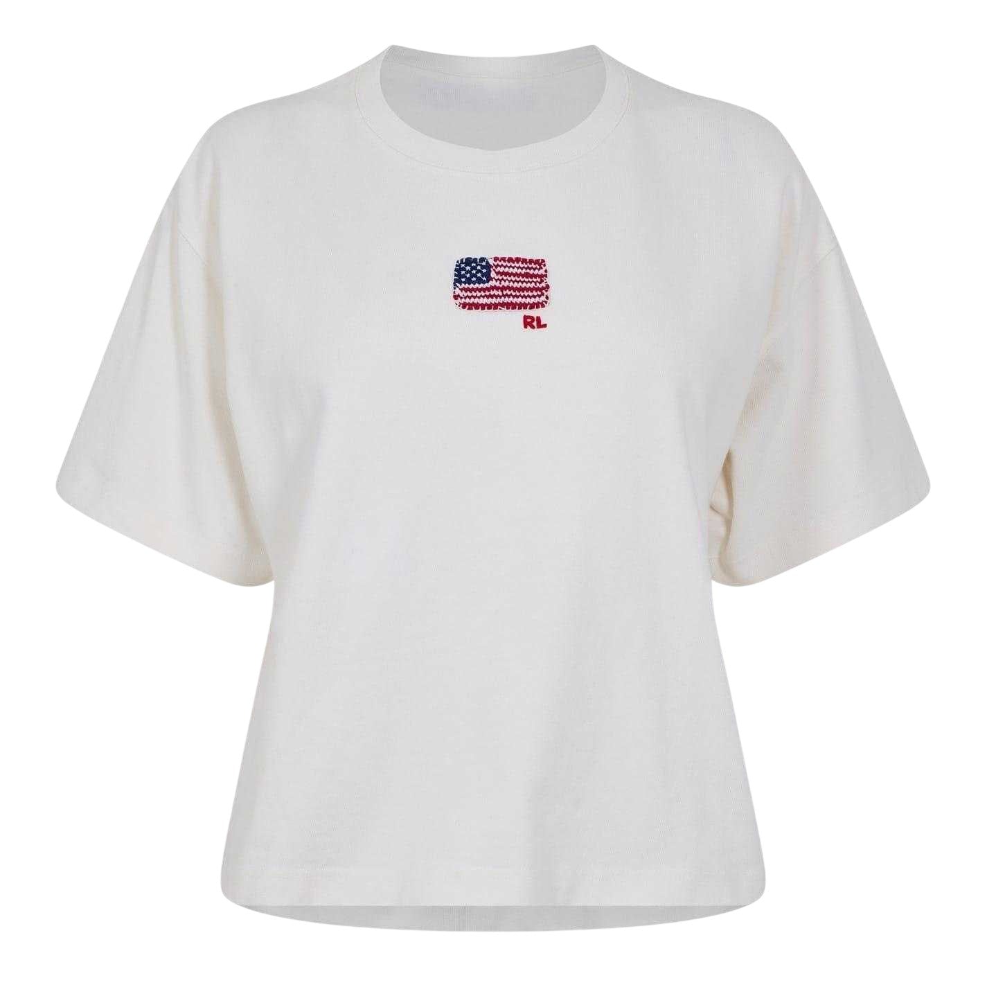 White - Front - Ralph Lauren Womens-Ladies Polo Flag Regular T-Shirt