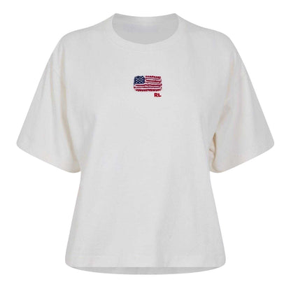 White - Front - Ralph Lauren Womens-Ladies Polo Flag Regular T-Shirt