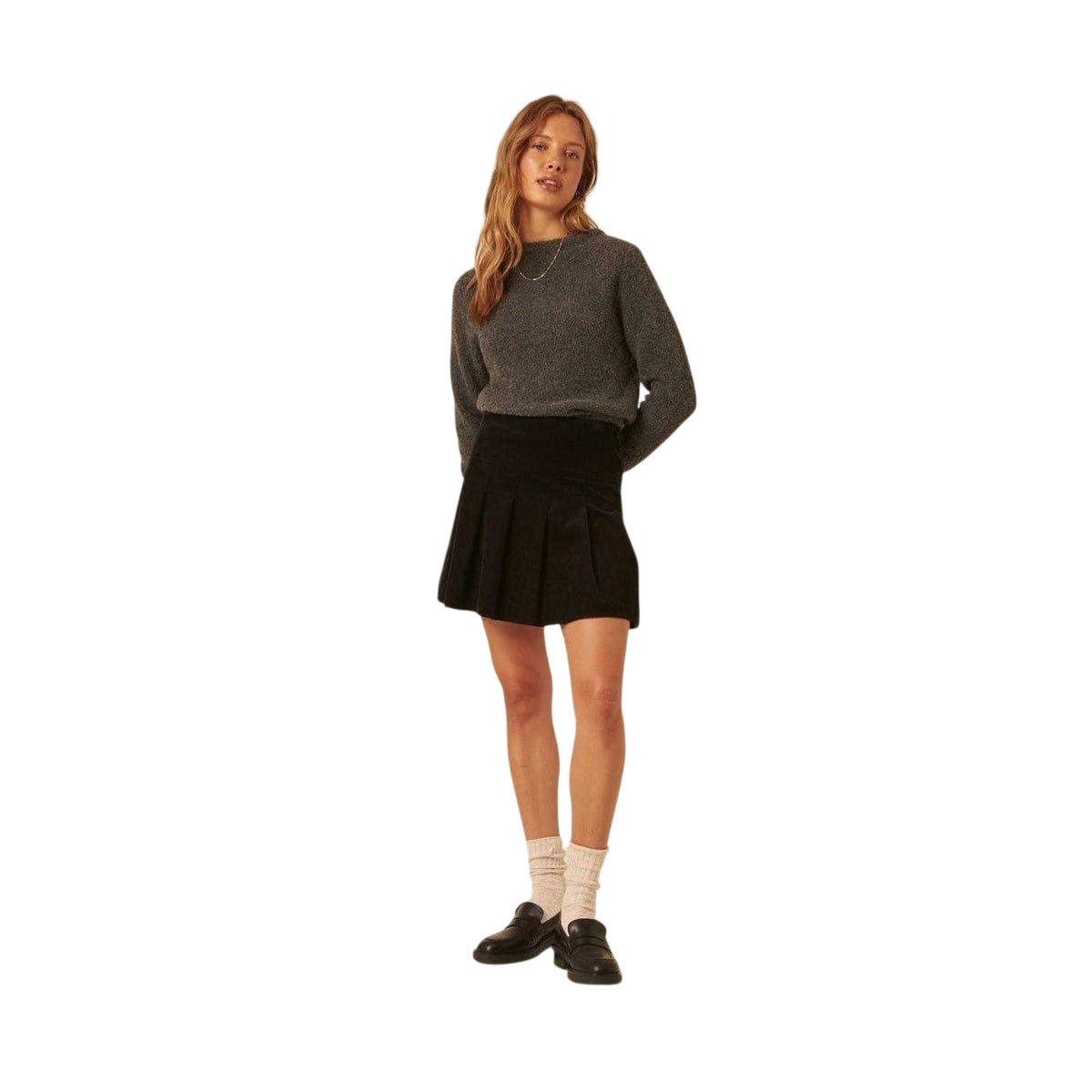 Black - Side - Nobody´s Child Womens-Ladies Tibby Pleated Cord Mini Skirt