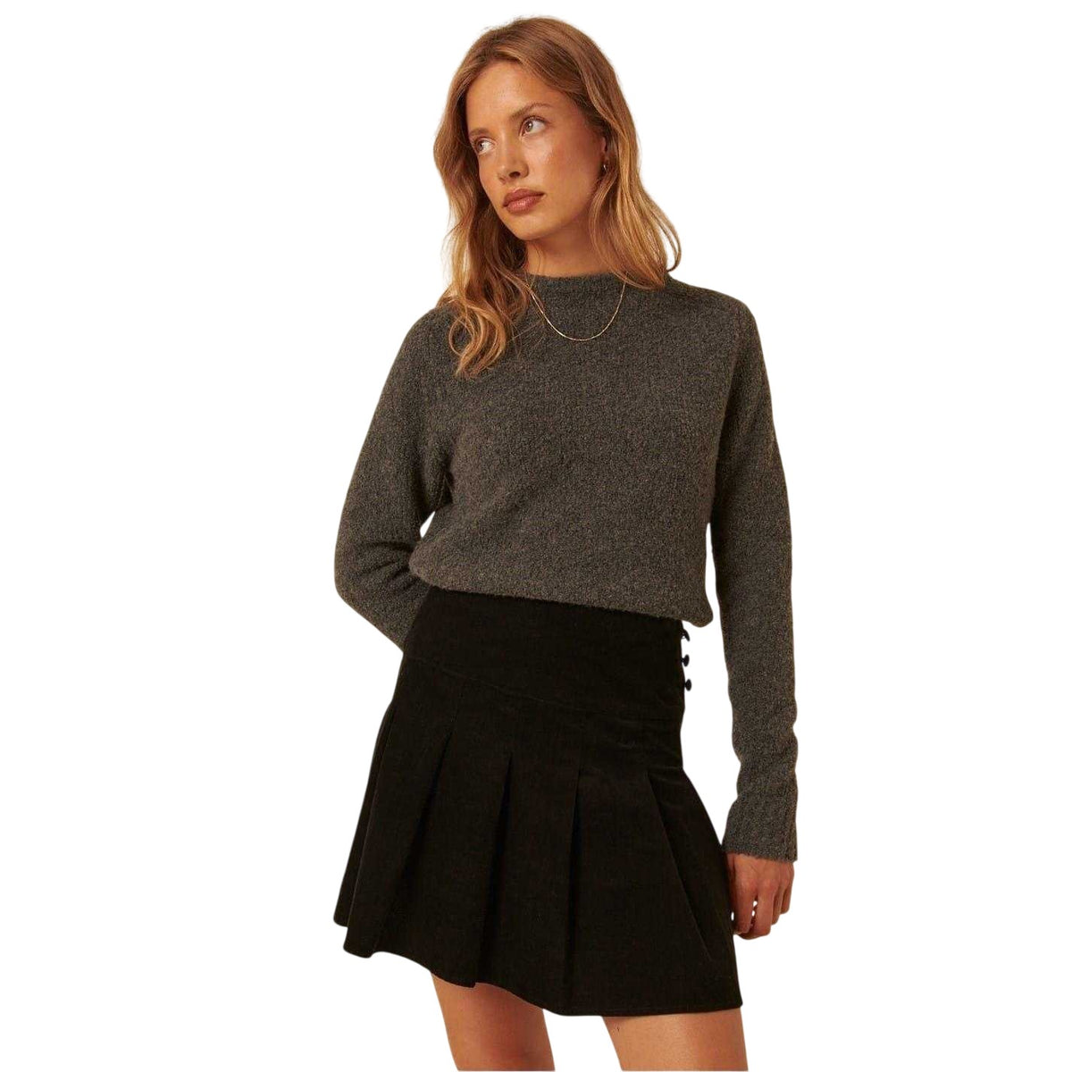 Black - Front - Nobody´s Child Womens-Ladies Tibby Pleated Cord Mini Skirt