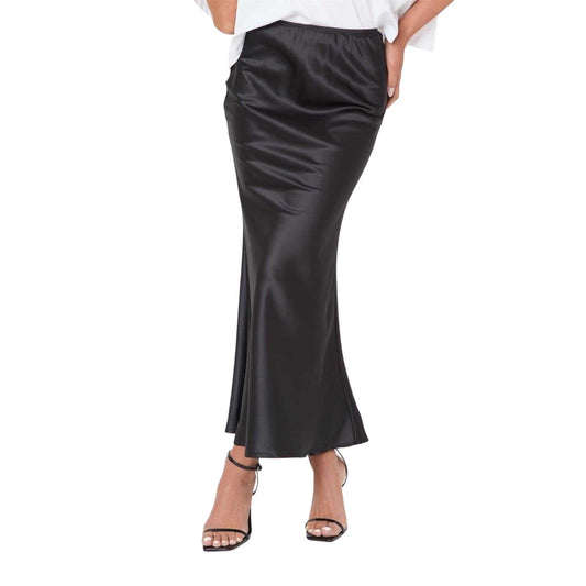 Black - Front - I Saw It First Womens-Ladies Satin Maxi Skirt