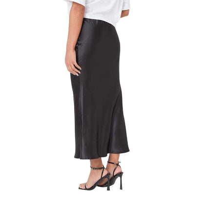 Black - Back - I Saw It First Womens-Ladies Satin Maxi Skirt