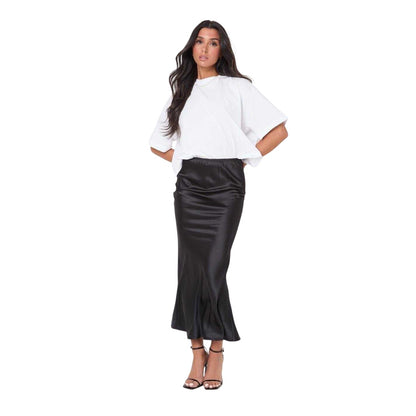Black - Lifestyle - I Saw It First Womens-Ladies Satin Maxi Skirt